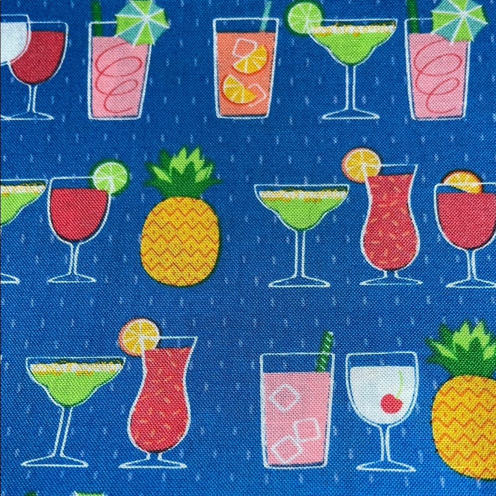 Tropical Cocktail Print Cotton Fabric 2 yards - Picture 4 of 4